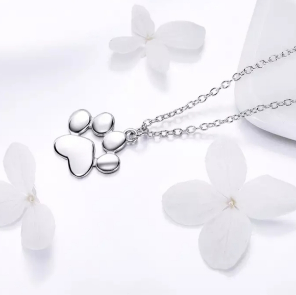 LAST! NEW 925 Sterling Silver Animal Paw Footprint Necklace 🐾 - Picture 4 of 8